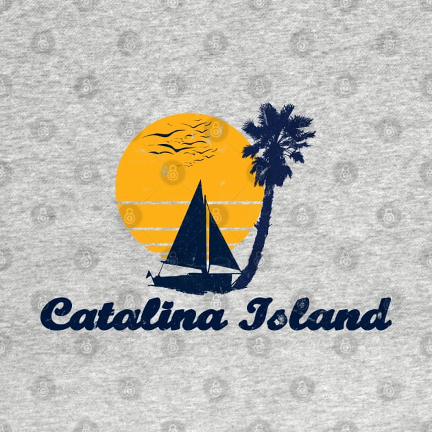 Catalina Island California. Sunset Palm Tree Sailor Bot Summer Design by FromHamburg